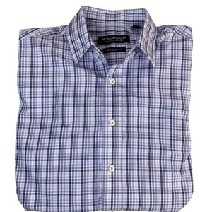 Nick Graham Modern Fit Plaid Button Down Shirt Men's‎ 15.5 32-33 Purple White
